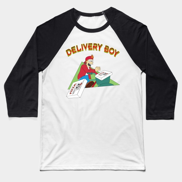 Delivery Boy Baseball T-Shirt by agrazettidesign